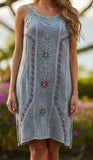 ETHNIC ~ Embroidery Dress With Sash Ties!